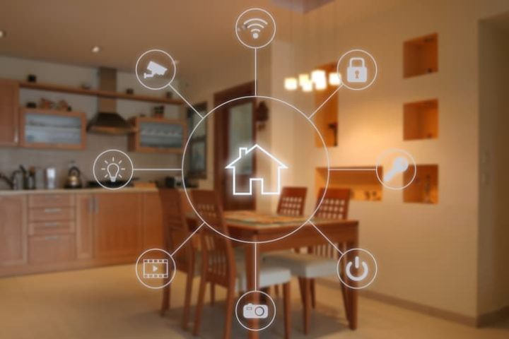 A home automation control panel and smart devices being installed in a modern home.