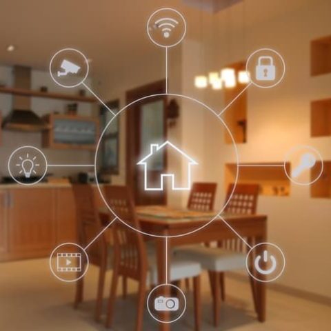 A home automation control panel and smart devices being installed in a modern home.